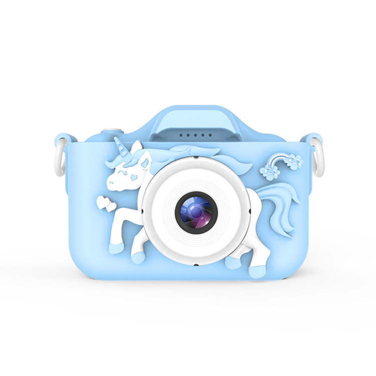 X2 Blue Single Lens Kids Unicorn Digital Camera - Multi-Functions With 20MP Interpolation, Photo & Multiple Filters, 1080P Video and Game