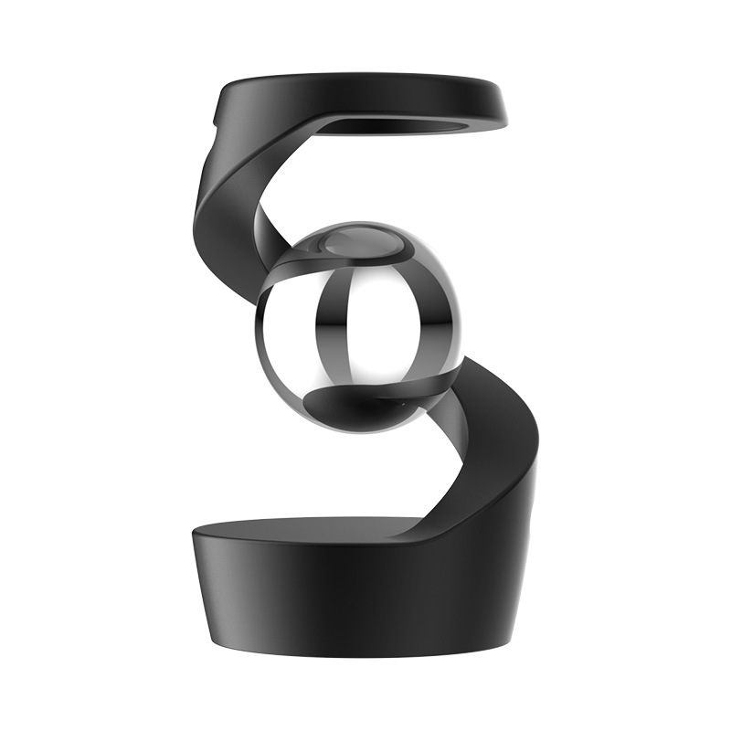 Black gyroscope and silver beads Kinetic Levitating Desk Toy - Silent Spinning Floating Gyroscope for Stress Relief & Office Decor