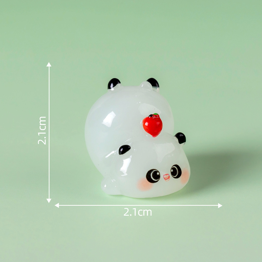 5-PCS Transparent pounce Cute Glow in the Dark Panda Figurines Resin Miniature Ornaments for DIY Fairy Gardens and Micro Landscapes