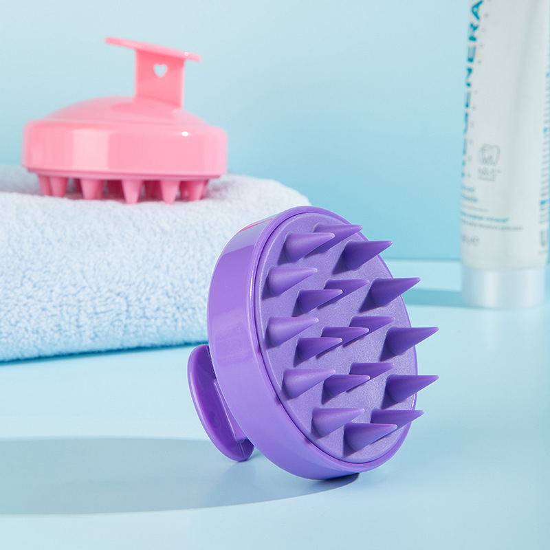 5-Pcs Purple Soft Scalp Massager Shampoo Brush with Detachable Bristles Handheld Hair Scrubber for Deep Cleaning and Head Massage