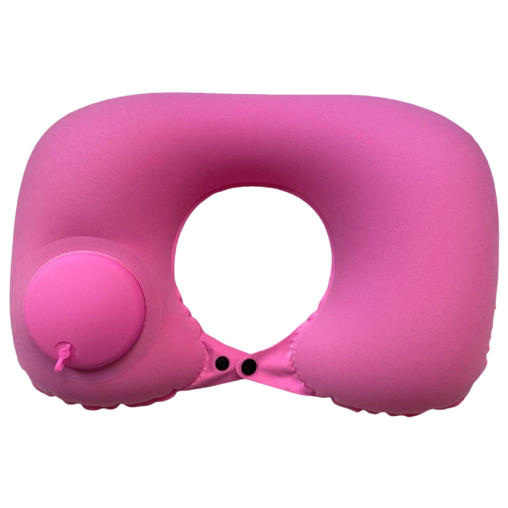 2-PCS Pink Inflatable Travel Neck Pillow Press to Inflate U-Shape Soft Flocking Support Cushion for Airplane Car & Camping Portable Air Pump Design