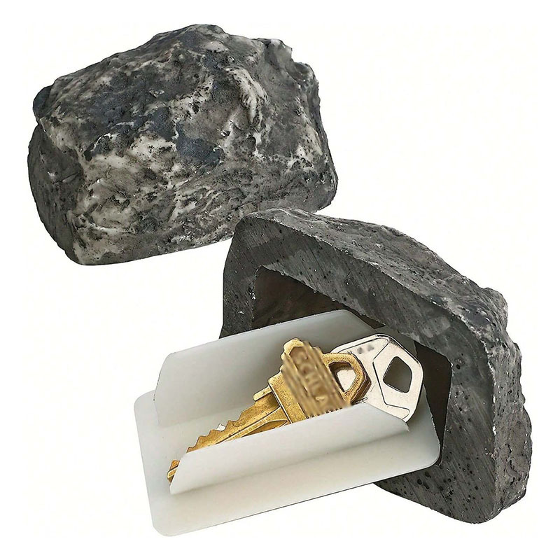 2 Pack Realistic Faux Rock Key Hider Outdoor Spare Key Safe Box Weatherproof Secret Compartment for Garden Yard and Front Door Security