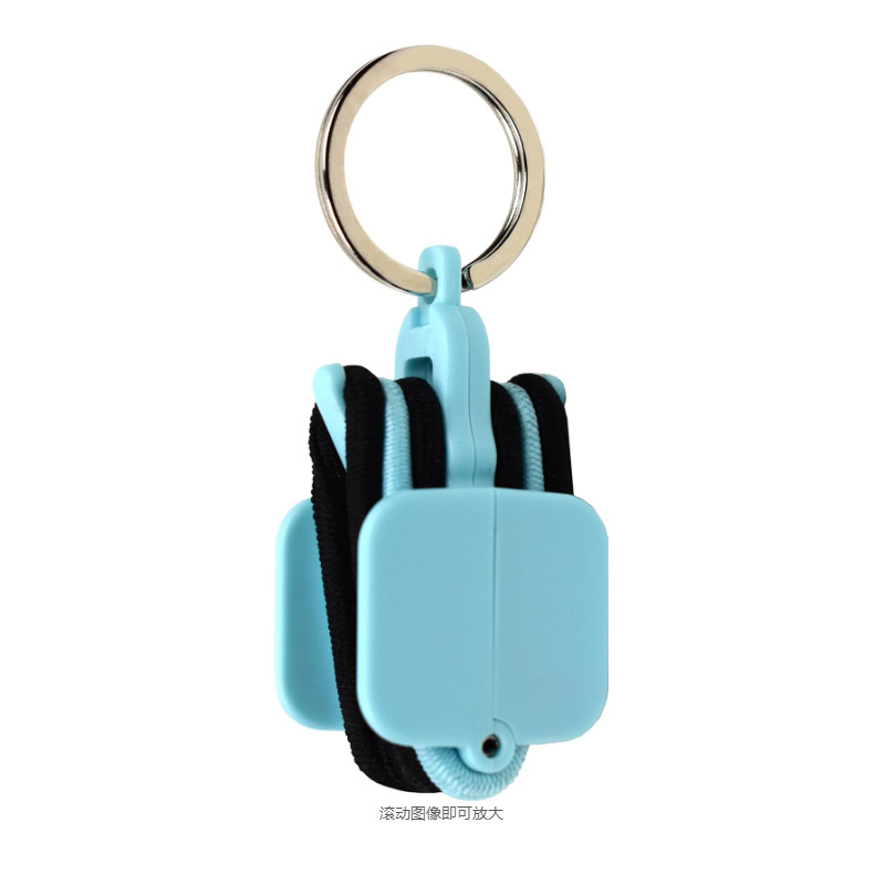 3-PCS Blue Portable Hair Tie Organizer Keychain Compact Hair Accessories Holder with Clip for Travel School Bag and Purse