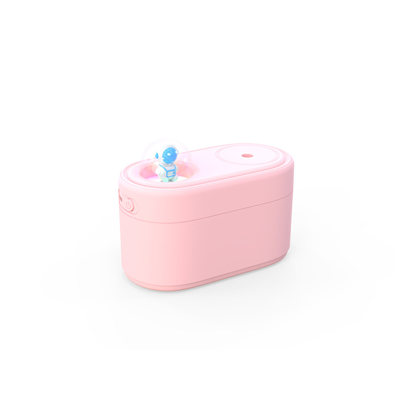 Pink Rechargeable Mini Astronaut Air Humidifier USB Desktop Cool Mist Humidifier with 7-Color LED Night Light for Bedroom and Office