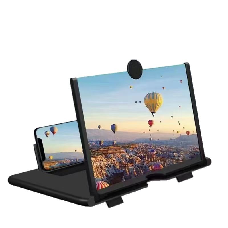 Black Portable 10-Inch Mobile Phone Screen Magnifier with Foldable Stand - 3D HD Video Amplifier for Movies & Reading - Pull-Out Design Compatible with All Smartphones - Ideal for Home, Travel & Camping