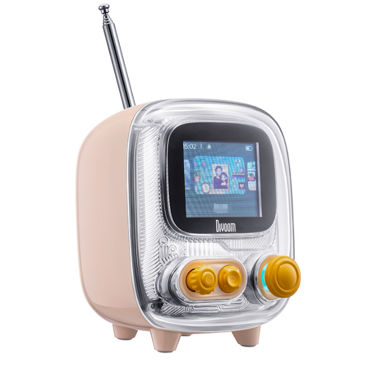 White Retro Pixel Art Bluetooth Speaker Smart Desktop Audio with LED Display DIY Animation Alarm Clock and Mini Games