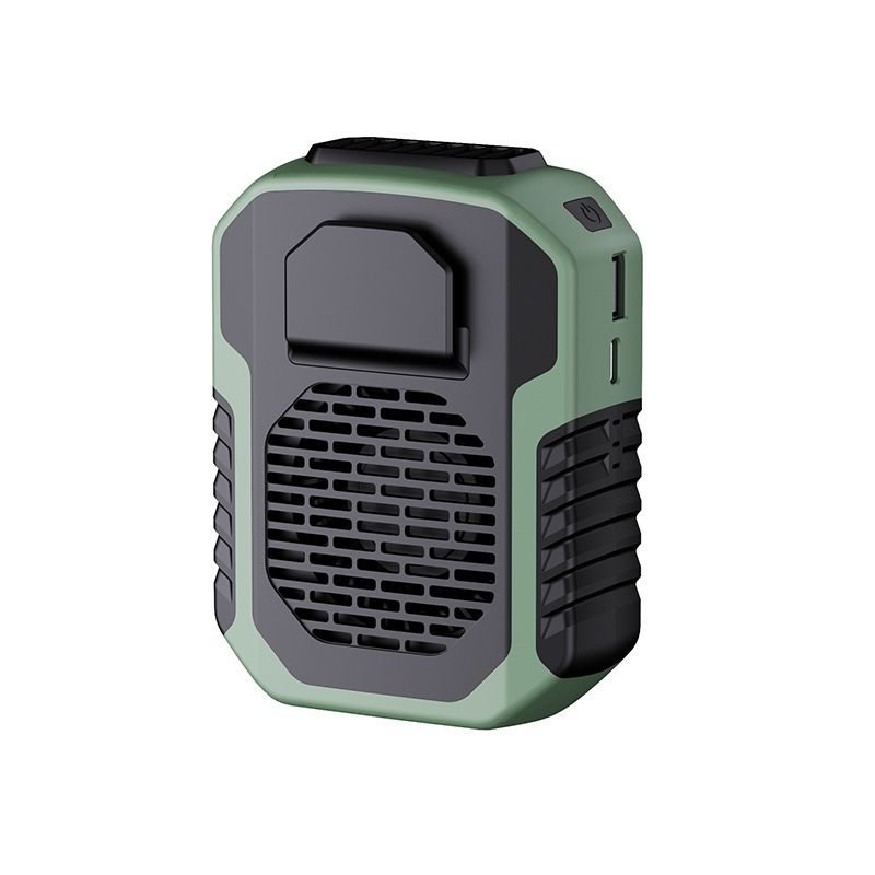 Portable Waist Clip Fan 6000mAh Rechargeable Personal Air Conditioner with Power Bank Function Heavy Duty Wearable Belt Fan for Tradies Camping and Outdoor Work Green