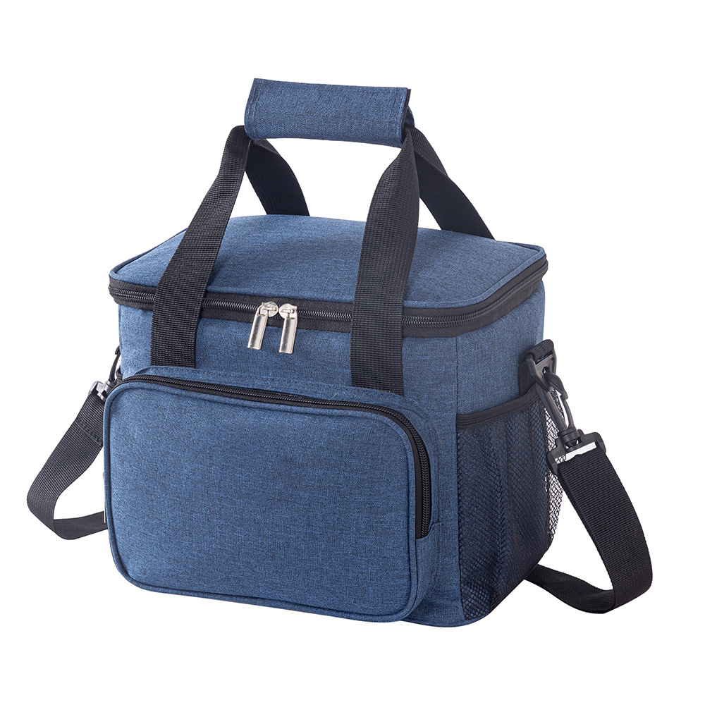 Small Insulated Lunch Bag 10L Cooler Tote Box with Shoulder Strap Leakproof Thermal Meal Prep Carrier for Work School Picnic Navy Blue
