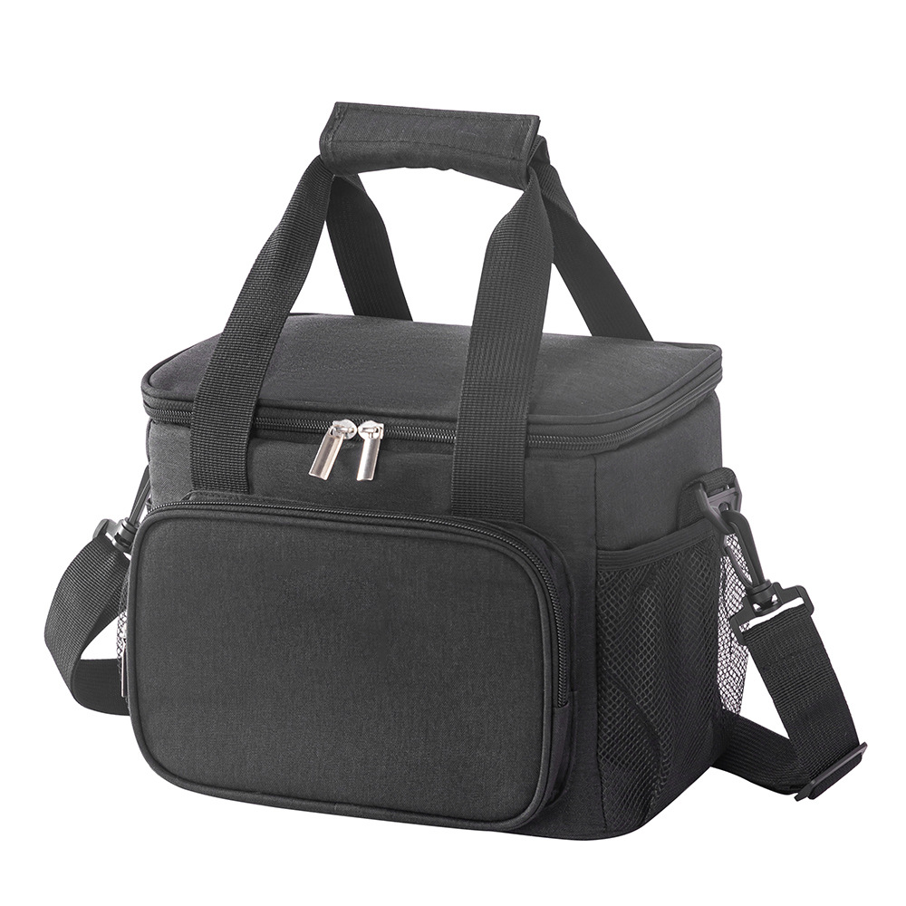 Small Insulated Lunch Bag 10L Cooler Tote Box with Shoulder Strap Leakproof Thermal Meal Prep Carrier for Work School Picnic Black