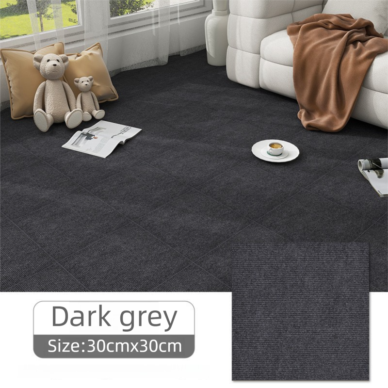 16 Pack Dark Grey Durable & Soft Self-Adhesive Carpet Tiles(30x30cm) - Interlocking Non-Slip Square Floor Mat for Bedroom, Office & Living Room