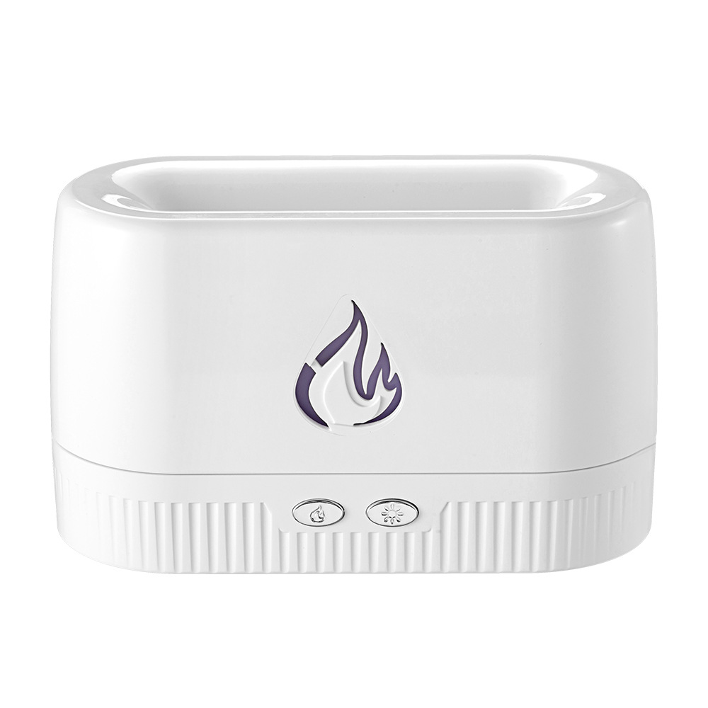 White 3D Simulation Flame Aroma Diffuser & Humidifier - Ultrasonic Desktop Mister with 7-Color LED Light and Automatic Scent Spray (200ML)