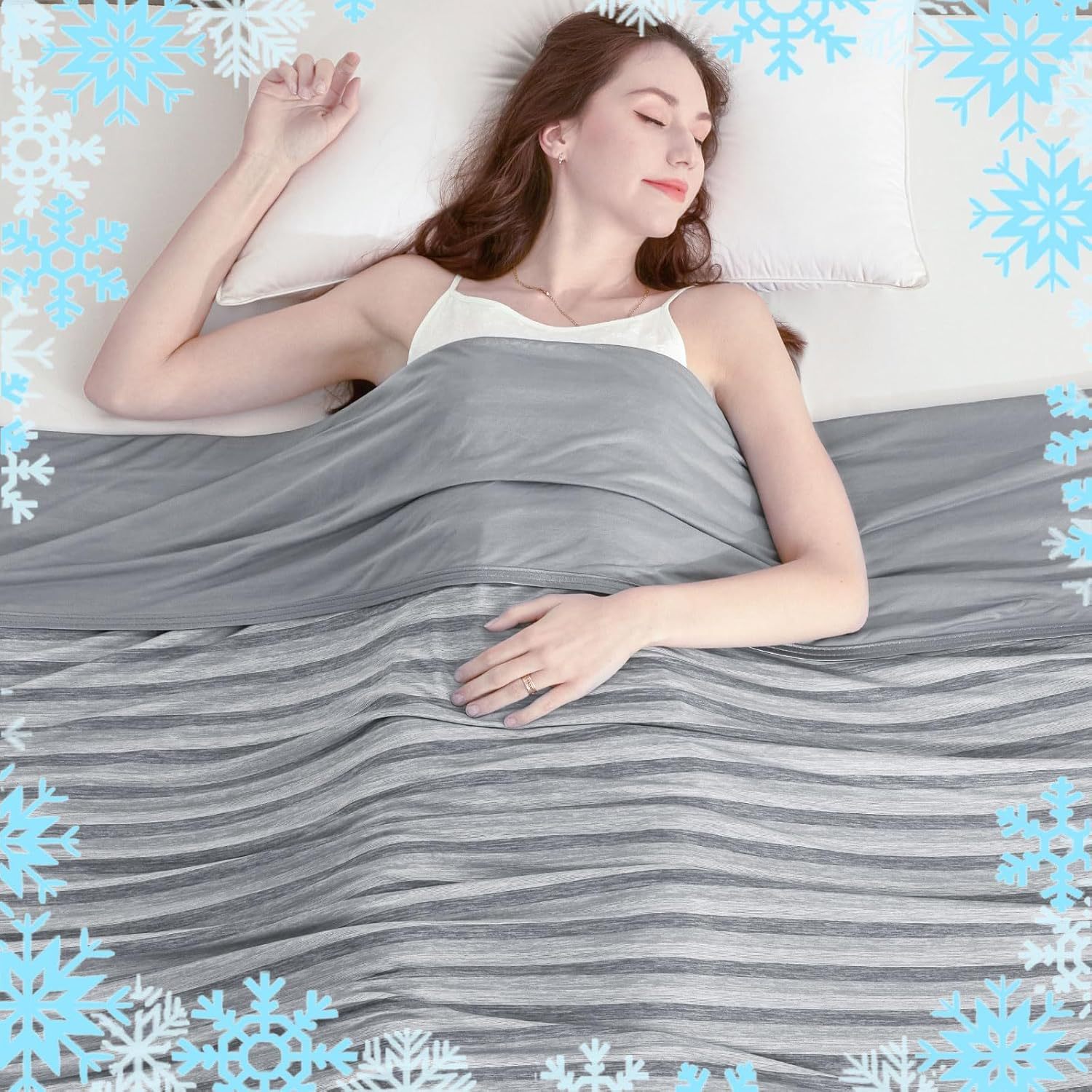 Dark Grey Cooling Throw Blanket 100x150CM - Ultra Lightweight Breathable All-Season Quilt, Hand / Machine Washable