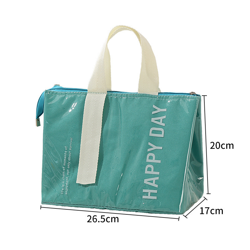 2-Pack Green Dopamine Color Block Insulated Lunch Bag - Large Capacity Portable Cooler with Thickened Aluminum Foil Liner for Office Camping Picnic