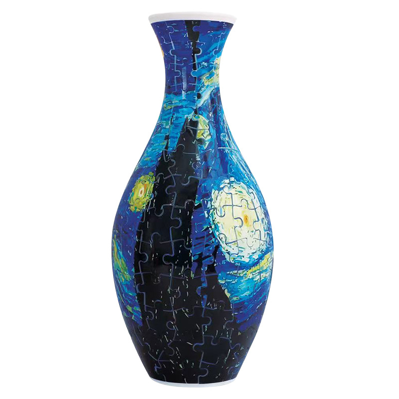 160 PCS Van Gogh 3D Puzzle Vase - DIY Interlocking Flower Vase Kit, Home Decorative and Toy Gift for Women