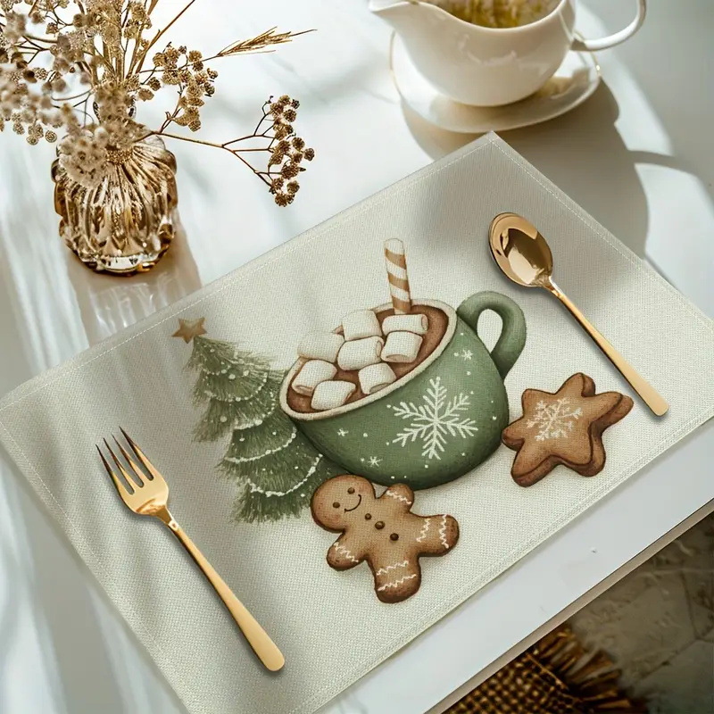 4-Pack Festive Printed Insulated Placemat for Australian Summer Holidays - Style 3 Seasonal Designs for Boxing Day and New Year Celebrations