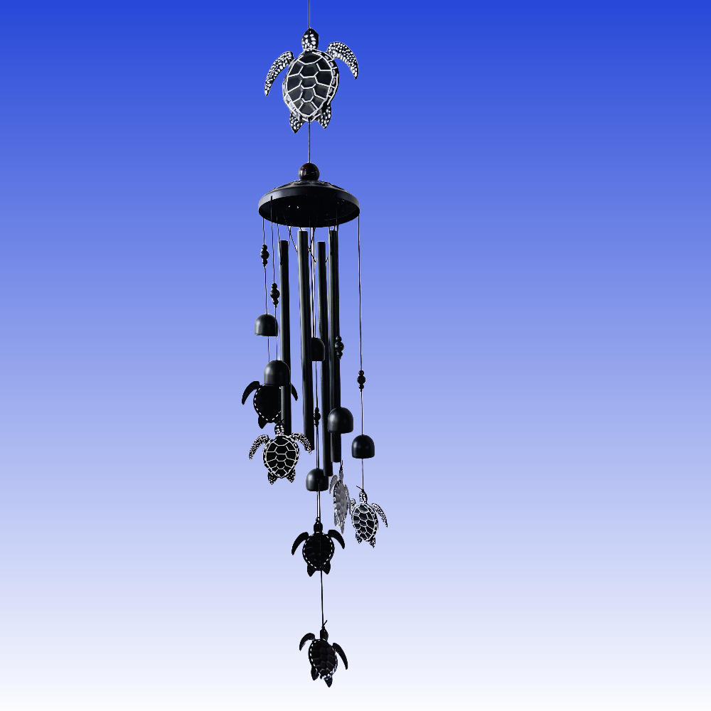 90cm Large Creative Sea Turtle Vintage Metal Tube Wind Chimes - Handcrafted Musical Hanging Decor for Garden and Home with Hanging Hook