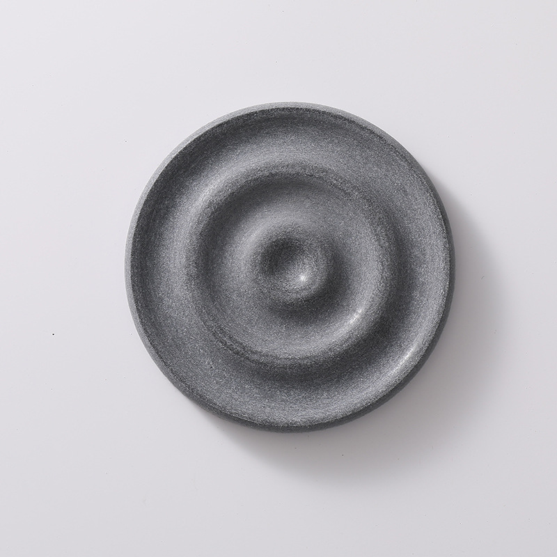 6-Pack Dark Grey Instant Dry Diatomite Round Coaster Tray(10x10CM) - Ultra-Absorbent Bathroom Sink Caddy & Cup Mat