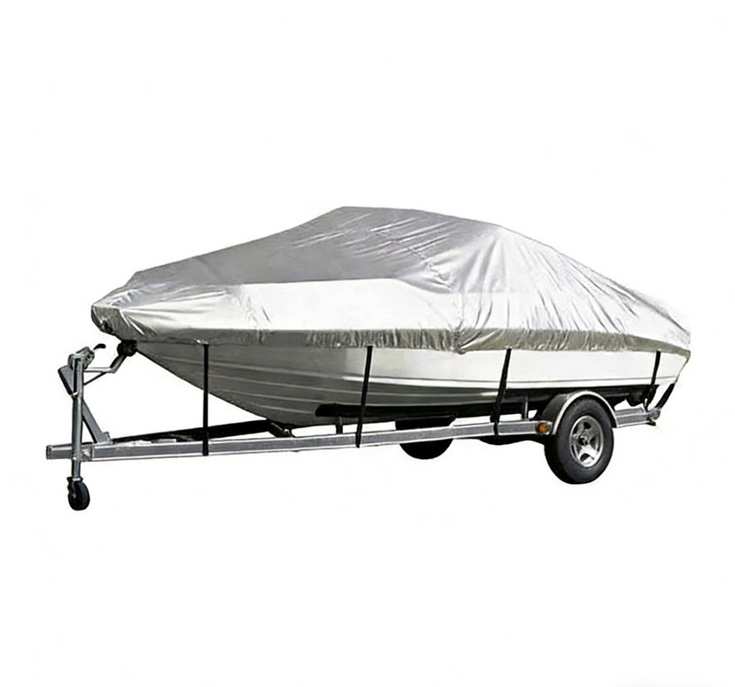 Sliver Heavy-Duty V-Hull Shield for 14 to 16 FT Yachts - All-Weather Water / Dust / UV Resistant 190T Silver Coated  Marine Protector