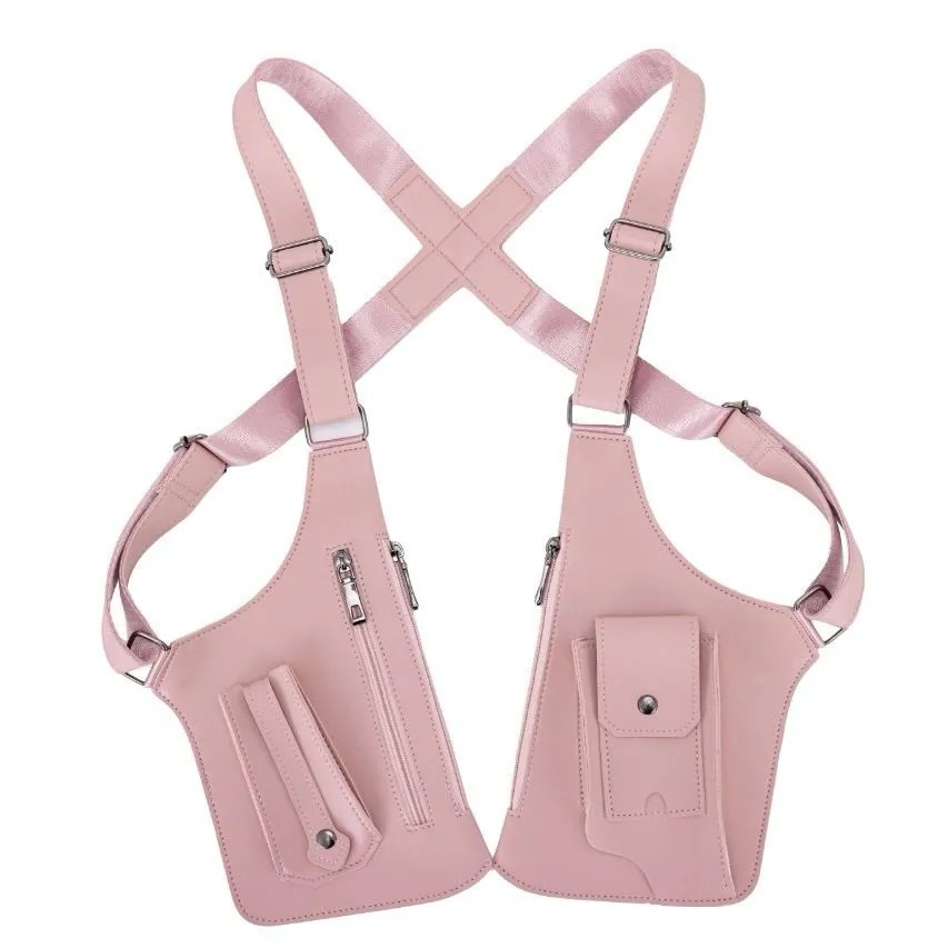 Pink Multi-functional Expandable Men's Tactical Chest Rig Bag - Waterproof & Lightweight Retro Underarm Pack