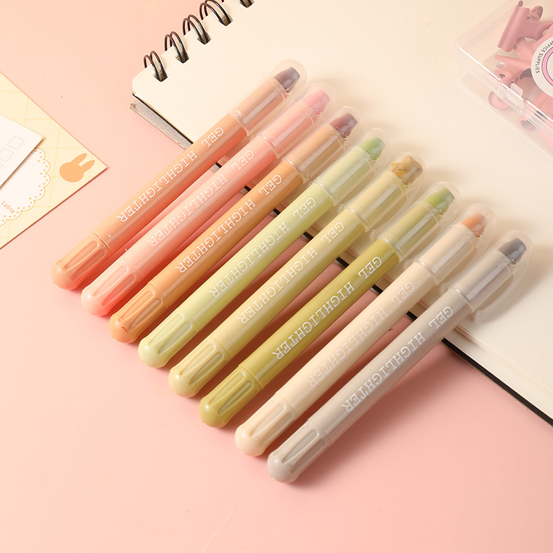 Morandi Color Solid Gel Highlighters 8 Pack No Bleed Dry Highlighter Pens for School Office Journaling and Aussie Students Stationery Kit