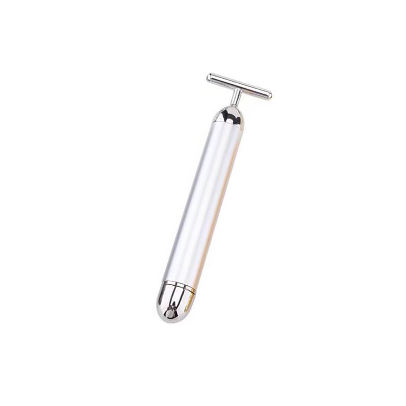 Sliver Electric T-Shape Facial Massage Bar Waterproof Gold Tone Beauty Roller for Daily Skincare and High Frequency Vibration