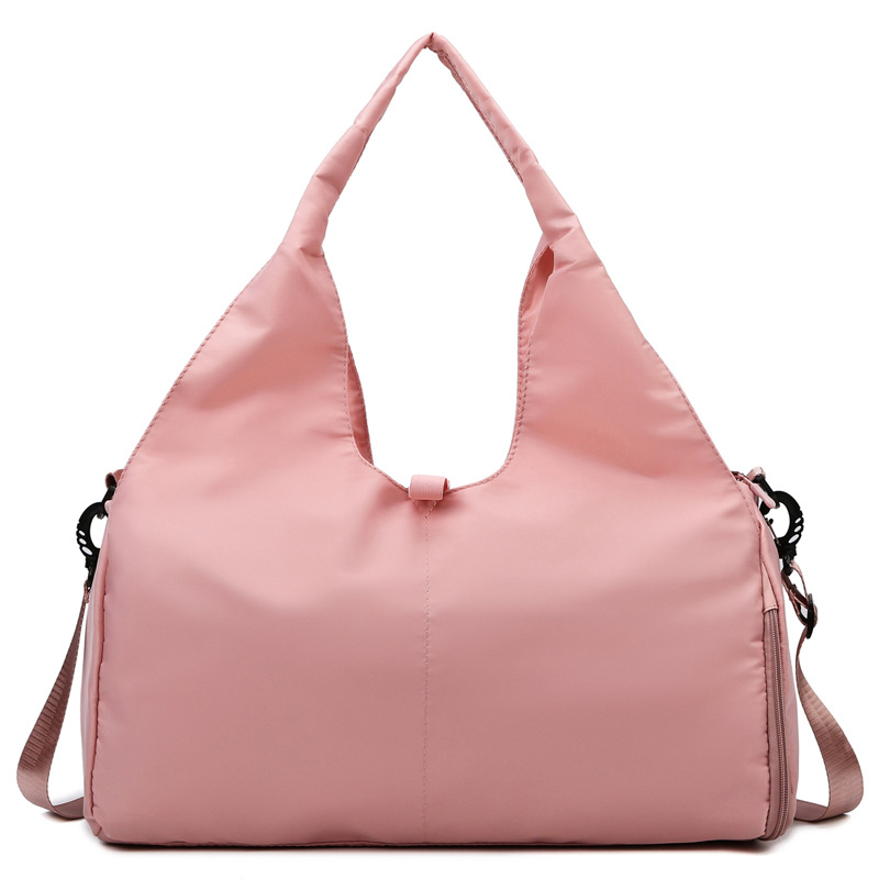 Pink Women Large Capacity Yoga Gym Bag with Shoe Compartment and Mat Strap Water Resistant Travel Duffel Lightweight Tote for Fitness and Weekend Trips