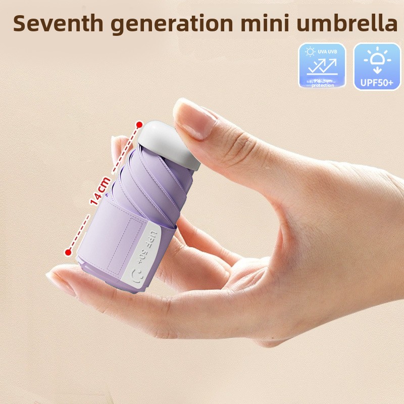 Purple Compact Mini Umbrella with UPF50+ UV Protection and Lightweight Design for Daily Use in Urban and Outdoor Settings Local Standard Fit