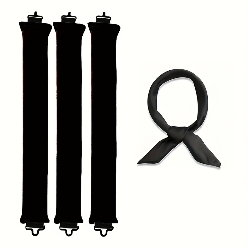 Black Heatless Hair Curler 2 Pack with Satin Scarf and Soft Sponge Rollers for Overnight Big Waves Damage-Free Styling Solution for Local Professionals