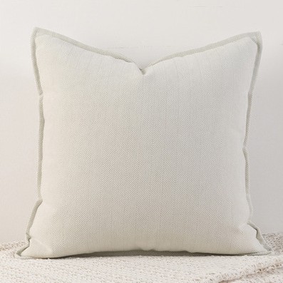 Cream White Nordic Herringbone Chenille Pillowcases 2 Pack 45x45cm for Sofa and Bed Soft Decorative Cushion Covers No Inserts Included Local Standard Fit Home Styling