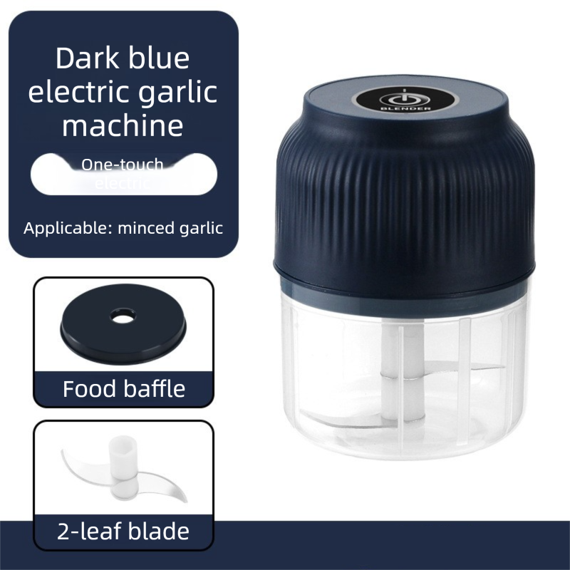 2-Leaf blade Blue Wireless Electric Garlic Chopper 300ml Portable Mini Food Processor USB Rechargeable for Baby Food and Dipping Sauce Essential Local Kitchen Tool