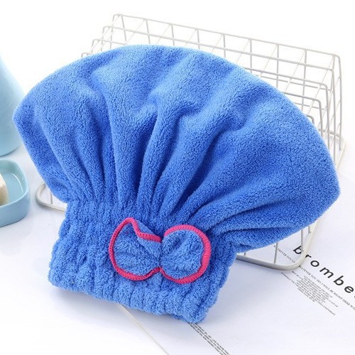 3-Pack Sky blue Thickened Coral Fleece Hair Drying Towel Cap – Double-Layered Absorbent Turban with Bow Design for Fast Drying and Gentle Care