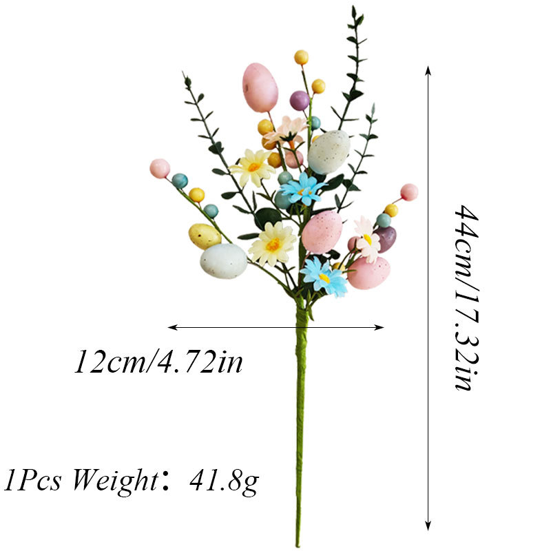 2-Piece Daisy eucalyptus leaves Easter Artificial Floral Arrangement with Decorative Egg Accents – Ready-to-Display Spring Holiday Decoration