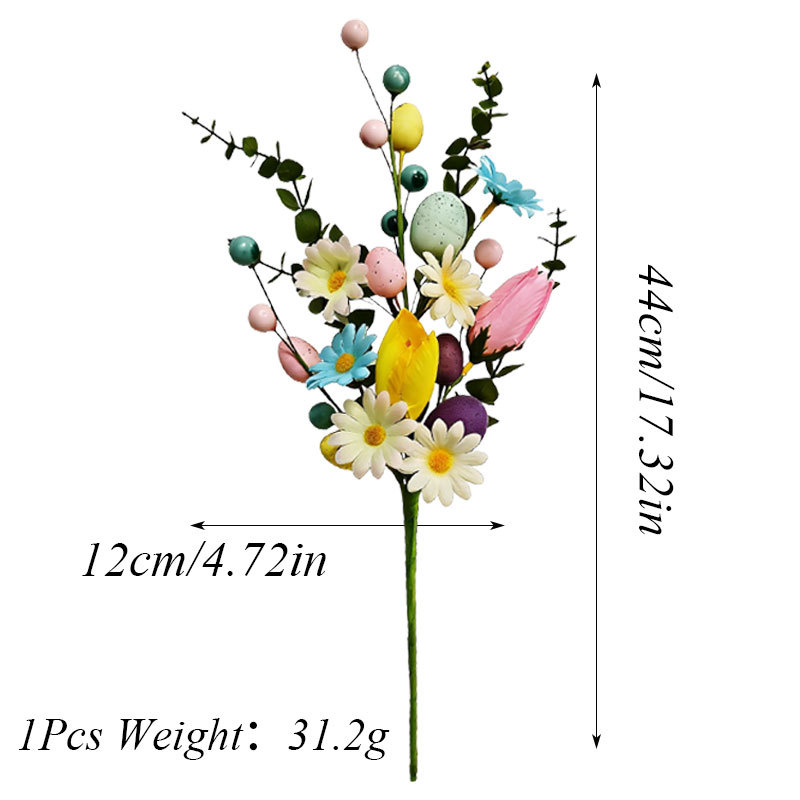 2-Piece Tulip Easter Artificial Floral Arrangement with Decorative Egg Accents – Ready-to-Display Spring Holiday Decoration