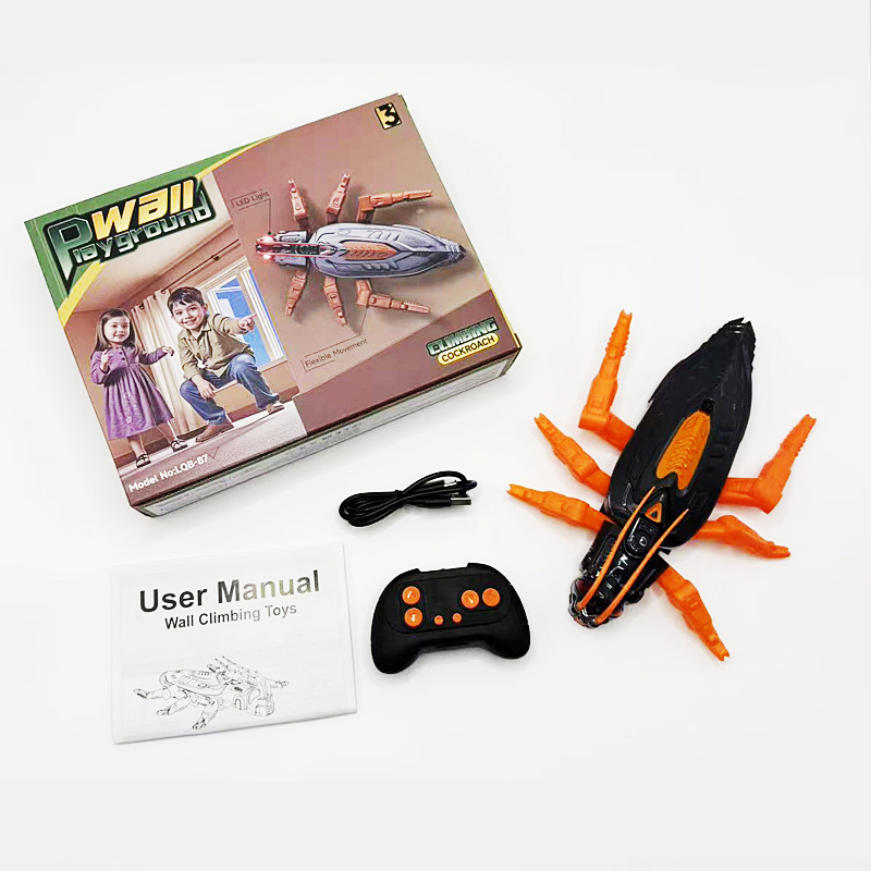 RC Wall Climbing Cockroach Toy Realistic Anti-Gravity Remote Control Bug 360 Stunt Rotation Rechargeable Prank Gift for Kids