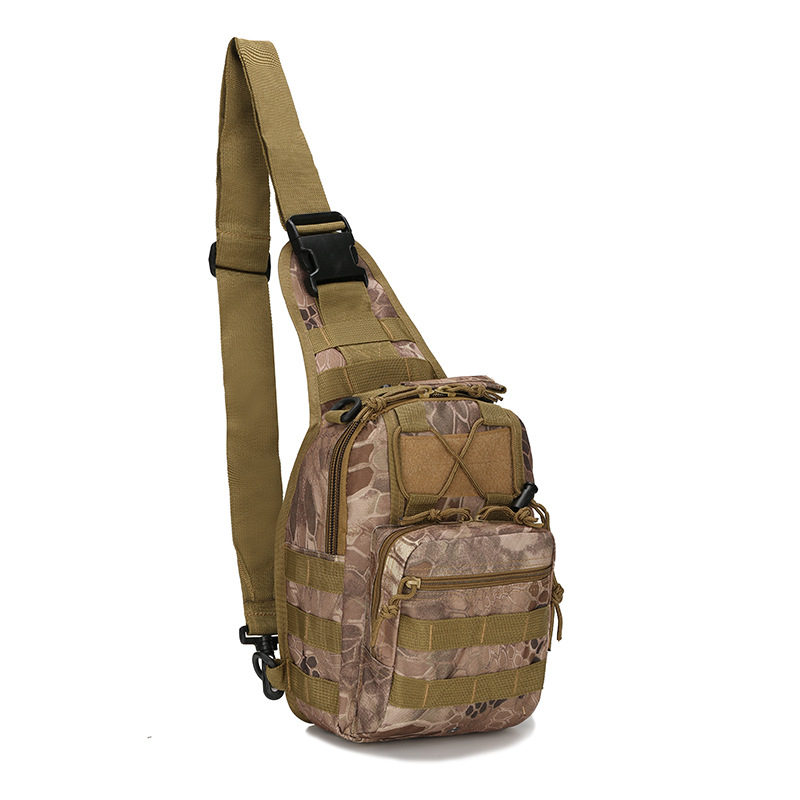 Tactical Sling Bag Tan Python Camo 600D Waterproof Crossbody Backpack MOLLE EDC Shoulder Pack for Hiking Camping