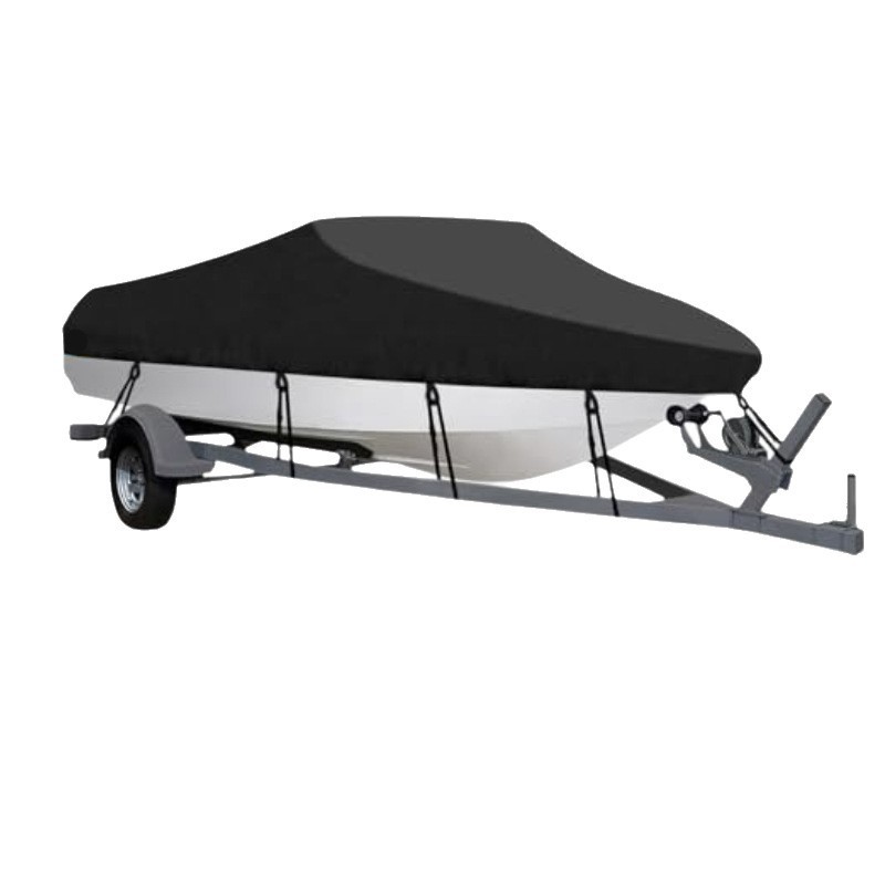 Waterproof Boat Cover 17-20ft Square Bow Jon Boat & Wide Beam Utility UV Resistant Marine Storage Tarp (Black, 625cm x 360cm)
