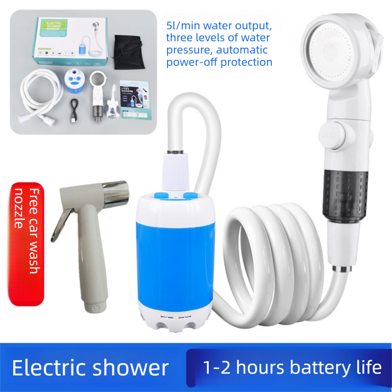 2-in-1 Portable Electric Outdoor Shower and Car Wash Kit Handheld Rechargeable Water Pump Set for Camping, Dorms, and Detailing