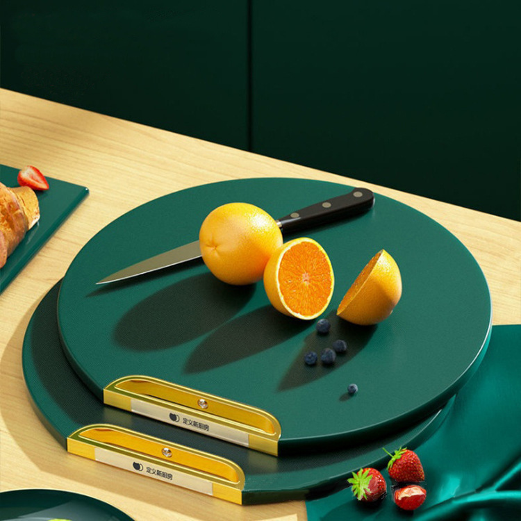 35X35CM Thickened Circular Standable Cutting Board - Food-Grade Double-Sided Kitchen Board with Space-Saving Vertical Storage