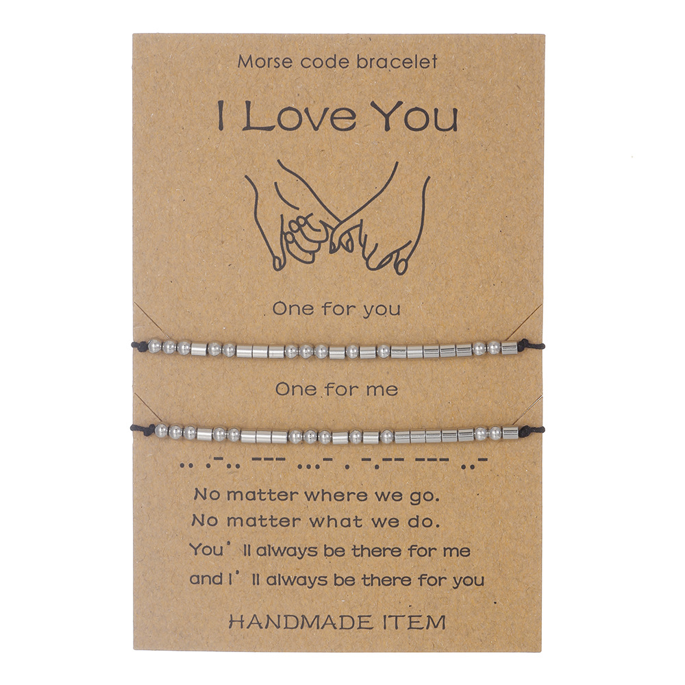 Stainless Steel Morse Code Bracelet(16-26cm) with Secret Message I Love You - Meaningful Gift for Best Friends, Sisters & Family