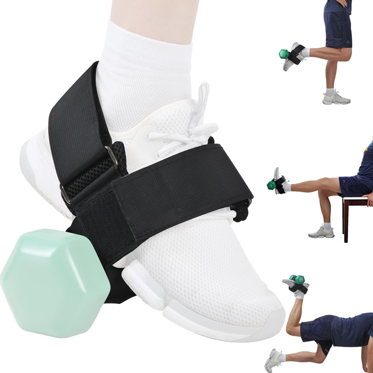 Heavy-Duty Ankle Strap Compatible With Dumbbell for Weightlifting - Adjustable Foot Attachment for Leg Curls, Extensions & Hip Abductors