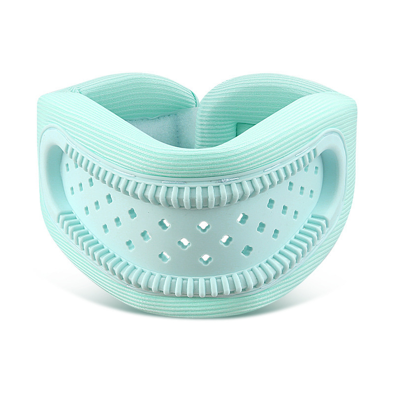 Blue Adjustable Silicone Neck Brace with High-Elastic Memory Foam & V-Shape - Prevent Forward Head Tilt and Posture Correction