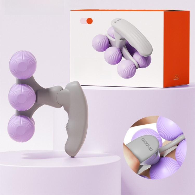 Purple Compact 6-Wheel Handheld Massager - Smooth & Silent, Deep Tissue Muscle Relaxer for Yoga Fitness and Home Recovery