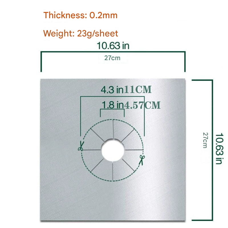 2-Piece Sliver Reusable Oil-Proof Teflon Stovetop Burner Liners - Cuttable, Non-Stick, Heat-Resistant & Dishwasher Safe Clean Pad