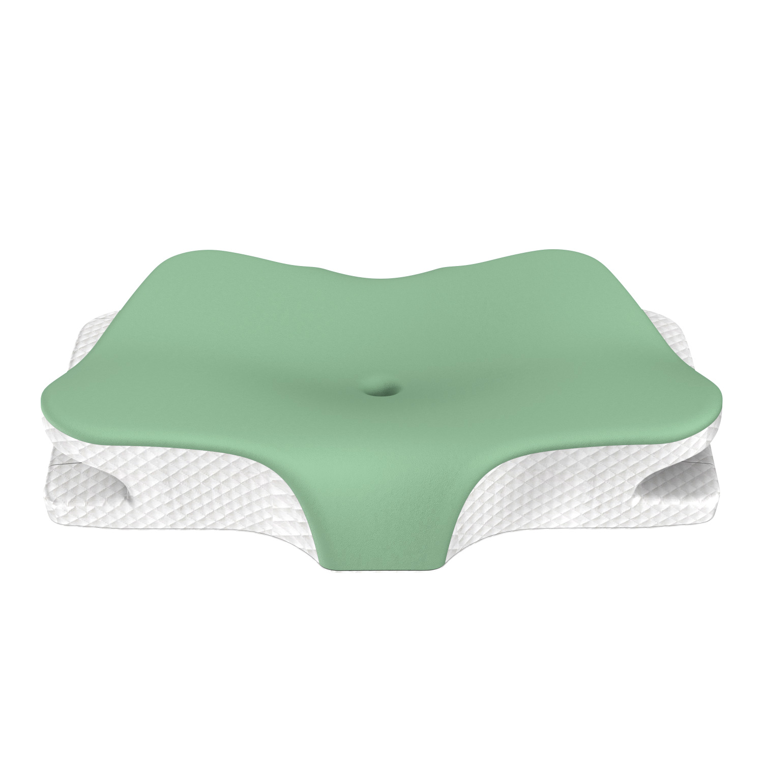 Green Breathable Butterfly Contoured Memory Foam Pillow - Dual-Height Orthopedic Neck Pillow with 5-Zone Cervical Support