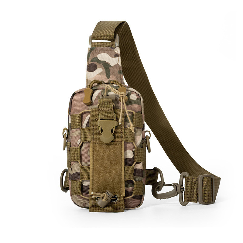 Camouflage Outdoor Tactical Water Bottle Chest Bag - High-Capacity Phone Pouch with Expansion System for Cycling Camping and Fishing