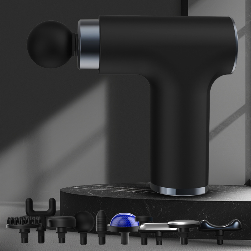 Black Grey Mini Hot Cold Massage Gun with10 Heads - 6 Intensity Dual Thermal Therapy Deep Muscle Reliever for Gym Fitness Recovery