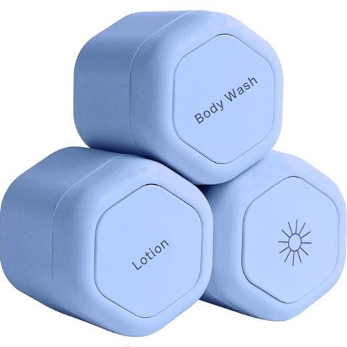 3-Piece Blue Magnetic Travel Capsules - Leak-Proof & TSA-Friendly Cosmetic and Skin Care Containers