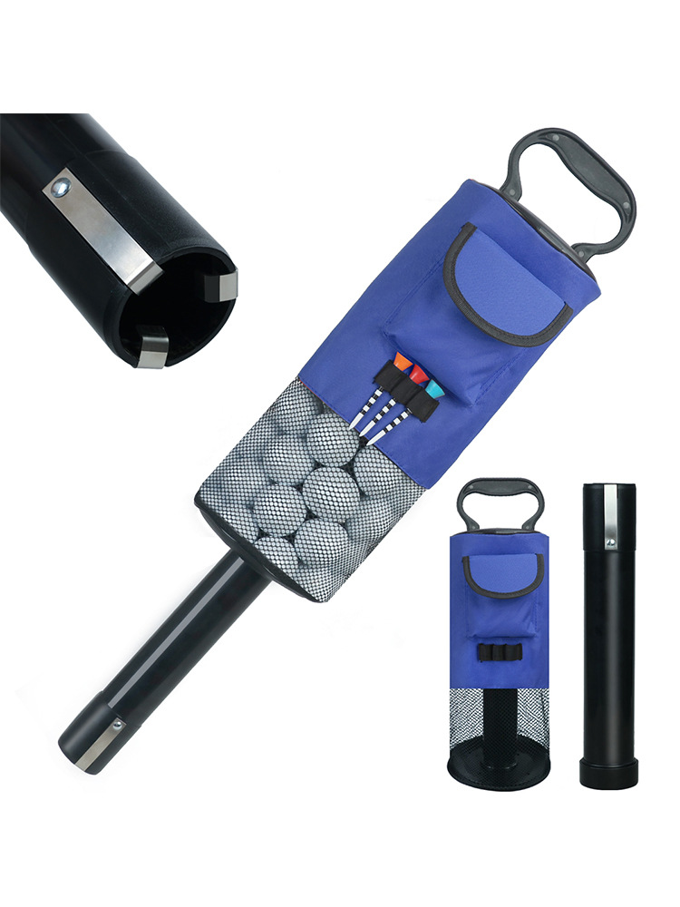 Black and Blue Lightweight Golf Retriever with Detachable No-Bend Shag Tube & Mesh Bag Holding Up to 70-Ball