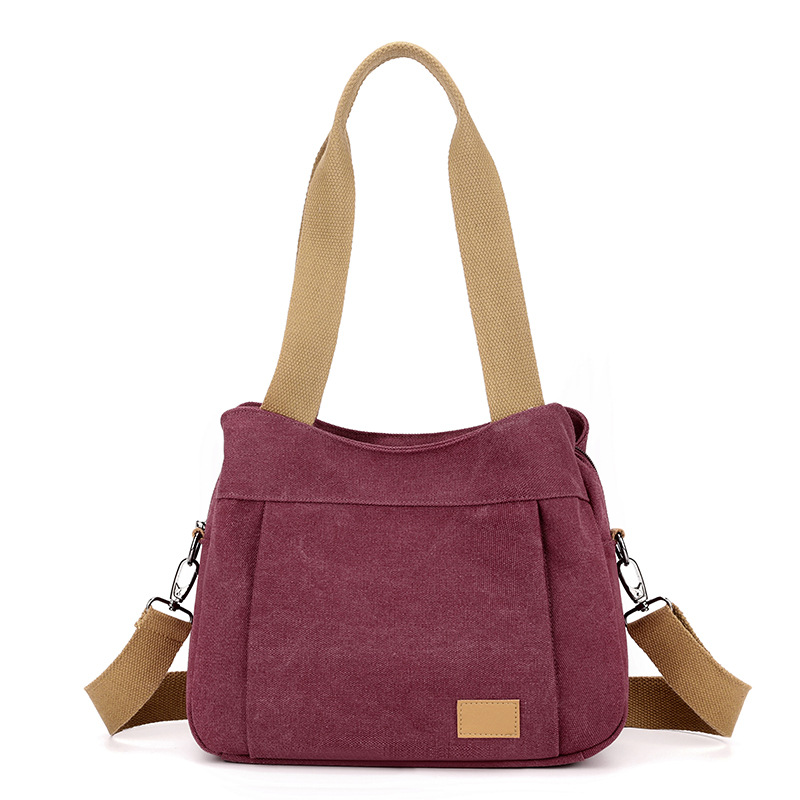 Purple Multi-functional Large Capacity Canvas Tote Bag - Versatile 3-Way Adjustable Shoulder and Crossbody Handbag for Work, Travel, and Daily Use