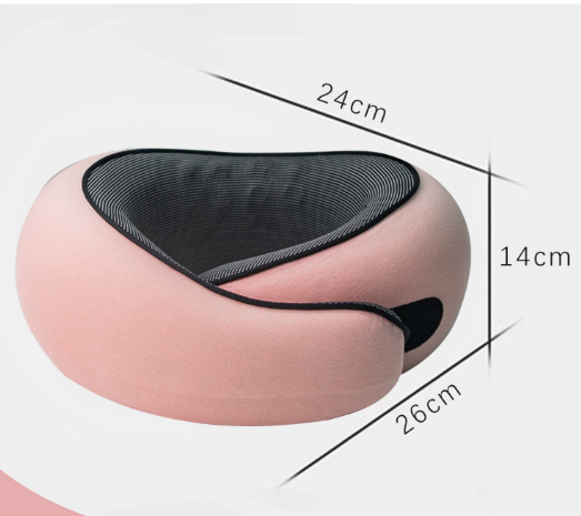 Pink Ergonomic Memory Foam Travel Neck Pillow - U-Shaped Support for Naps & Journeys